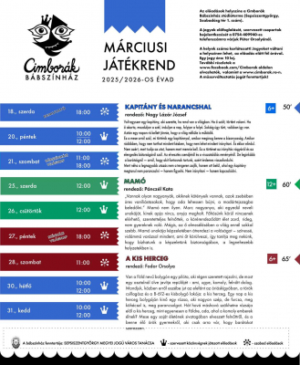Cimborák Bábszínház: márciusi játékrend Cimborák Bábszínház: márciusi játékrend