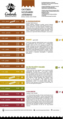 Cimborák - októberi/novemberi játékrend